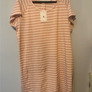 Chic Striped Midi Dress in Pink and White